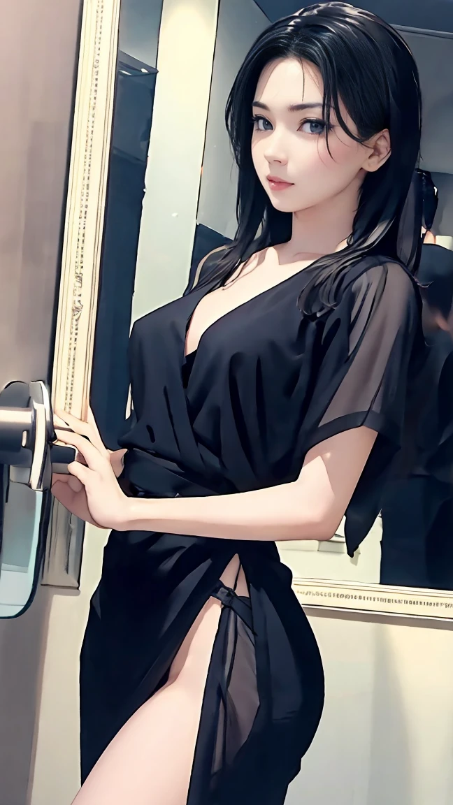 Film Photography,from the front,The best quality and the best beauty,Photos of Japanese women called Pacific Girls_no.792, Looking at the audience、Facing the viewer,笑face, (face close-up),face,(Twin tails),Long Hair,Black Hair,Wearing a strapless dress,(acne on face),Wear cute hair accessories,
indoor, (Toilet Background,Tile wall),
,Film Grain, 