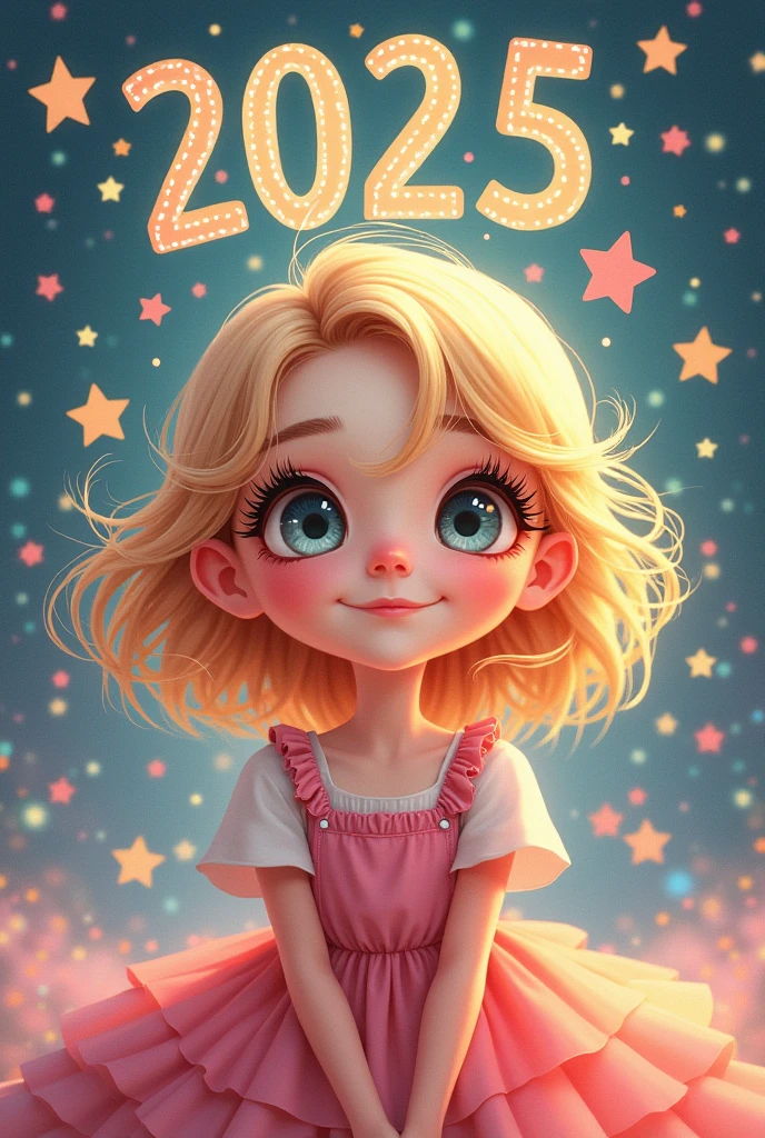 A Pixar movie poster title Kaykay with a focus of a long brown hair with blonde money piece highlights  with green eyes, freckles and that is a 12 years old girl