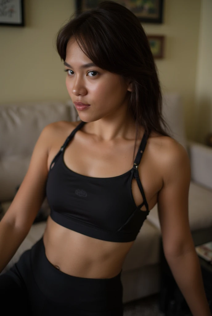 1 beautiful woman, slim, healthy, happy expression, satisfied with body, long skirt, short crochet top, casual environment, fitness profile photo, (best quality,4k,8k,highres,masterpiece:1.2),ultra-detailed,(realistic,photorealistic,photo-realistic:1.37),intricate details, warm lighting, natural tones, soft focus, glowing skin, detailed facial features, beautiful eyes, long eyelashes, flawless complexion, fit and toned physique, graceful posture, serene expression, natural environment, lush greenery, sunlight filtering through trees, peaceful atmosphere