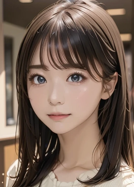 (8k,  super A high resolution,  top quality , masterpiece:1.2)、RAW PORTRAIT OF A GIRL 、 super A high resolution、 top quality 、 ( Busty 、 stick out your chest)、｛Hide the chest:1.35｝、(In town:1.2)、( natural skin texture 、 detailed skin、 hyperrealism、 Ultra Sharpness )、 intricate detail、 depth of writing、 sexy adult woman 、((​masterpiece、 top quality 、 high detail))、( Photorealistic:1.4)、solo、 close your mouth、 smile happily、 Big Eye、Strong mid-range shot from a clear double eyelid 、 eyelash 、Long neck、 absolute domain、Clean collarbone、perfect face、 thin lips、 small face、( lip gloss:1.1)、  Young Woman Behind Extraordinary Beauty、 Super cute woman 、 Beautiful Legs