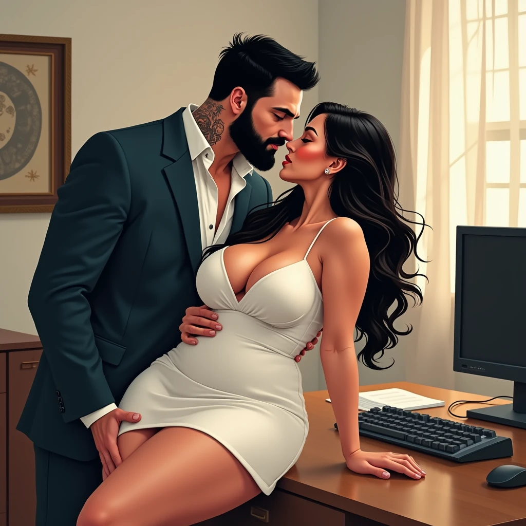 A sexy and beautiful German man and woman, both age 20, woman wore pink colour langerie and man wore pink colour business suit,woman have gigantic boob 1:6, big cleavage, both are present in garden, couple pose, standing pose,very close to each other, masterpiece, realistic, detailed,8k, camera angle front,both are looking and kissing each other