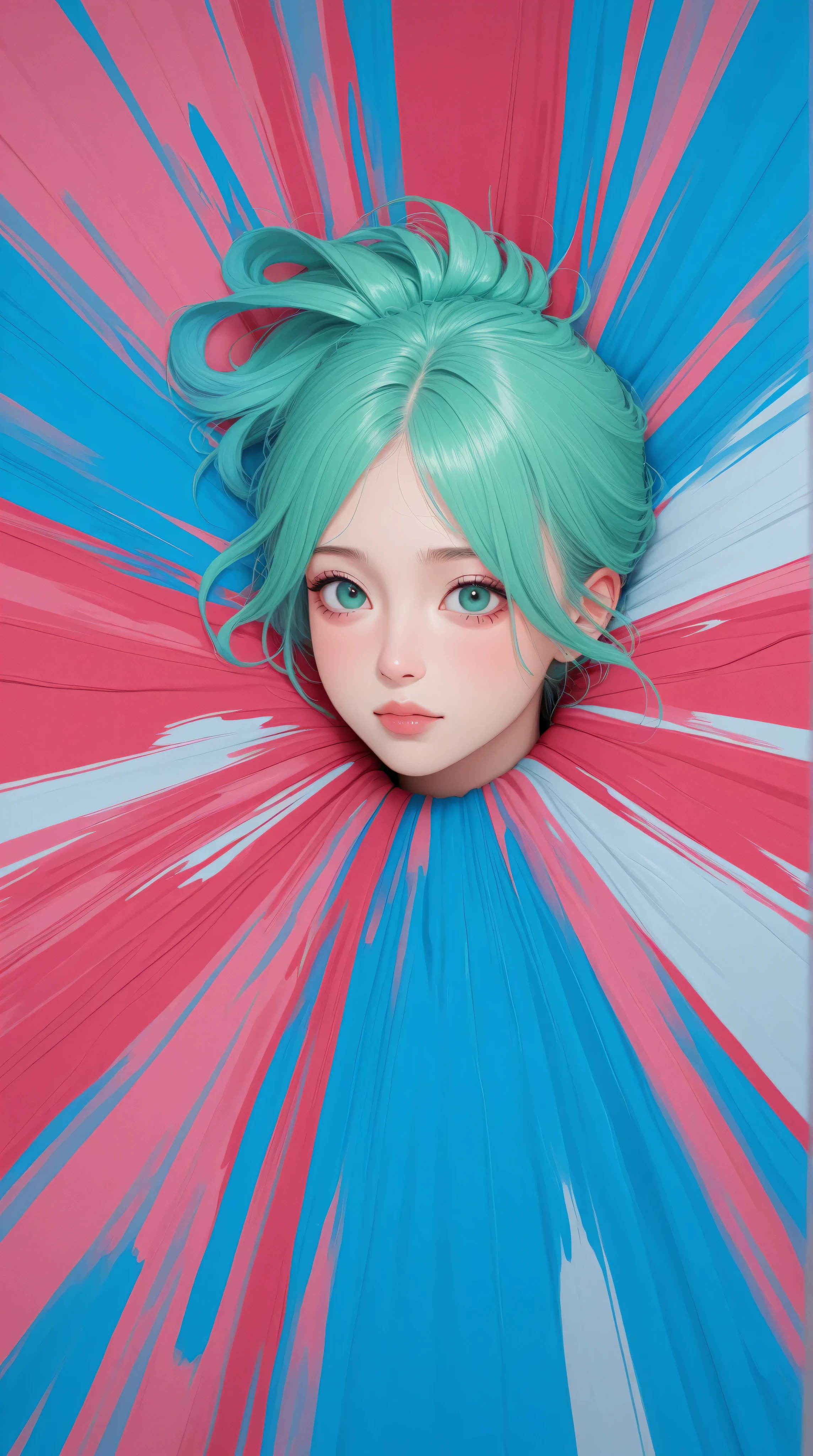 Kizi,Highly detailed, Amazing work,Vitreous luster,((clean backdrop)),In pink,(((blue colors))),green color,red colour,Best quality at best,clean backdrop。
