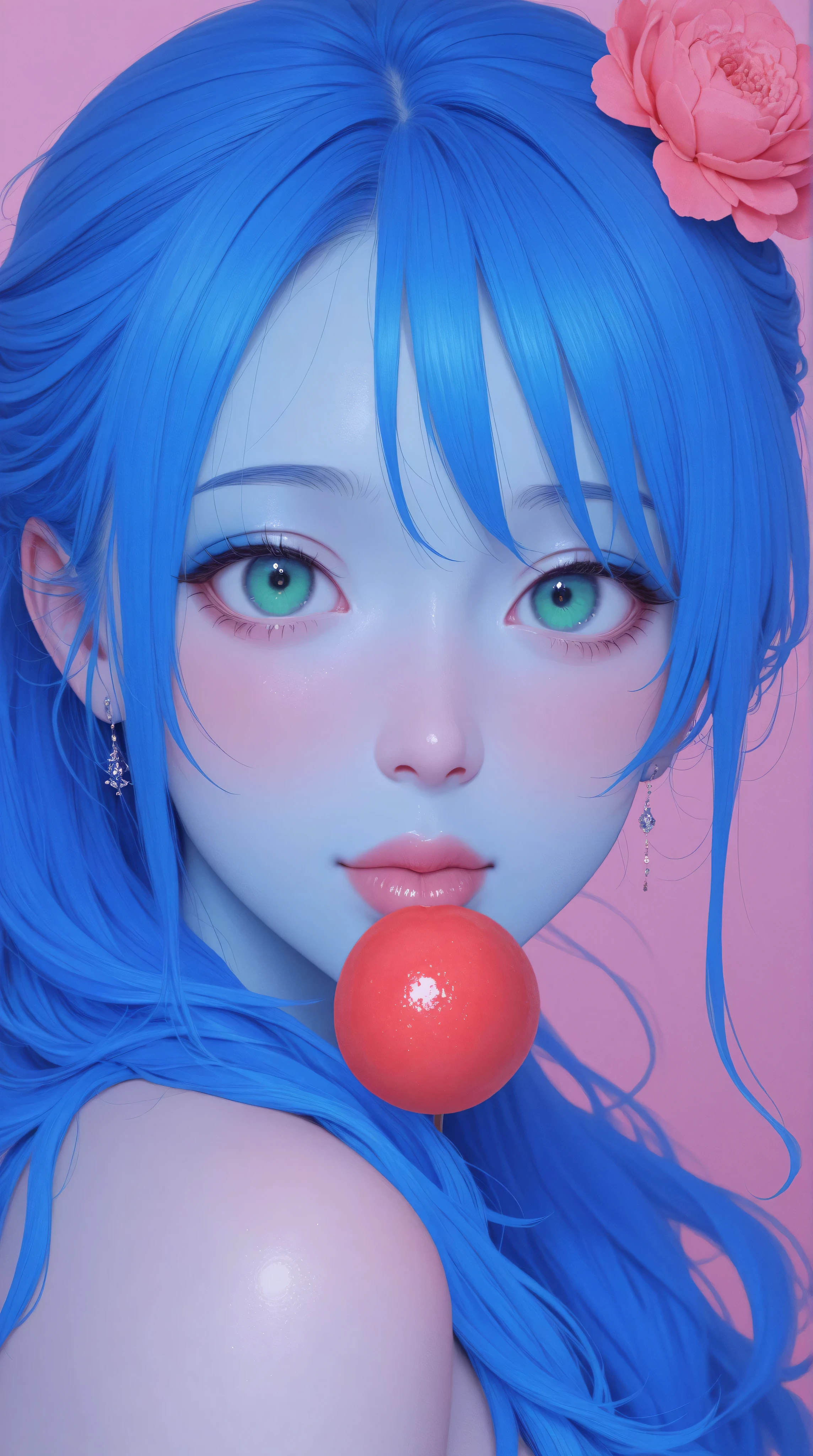 Kizi,Highly detailed, Amazing work,Vitreous luster,((clean backdrop)),In pink,(((blue colors))),green color,red colour,Best quality at best,clean backdrop。