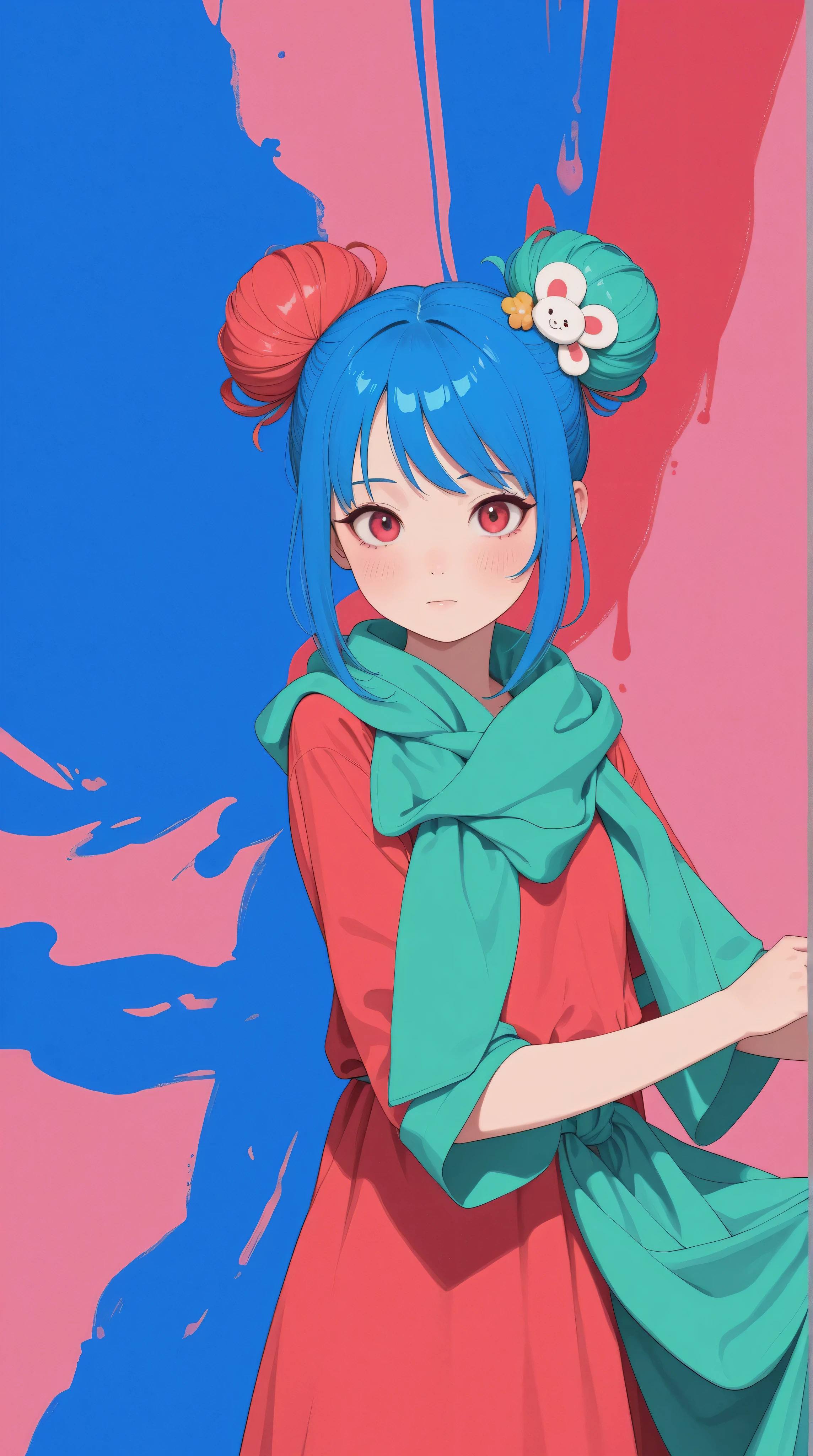Kizi,Highly detailed, Amazing work,Vitreous luster,((clean backdrop)),In pink,(((blue colors))),green color,red colour,Best quality at best,clean backdrop。