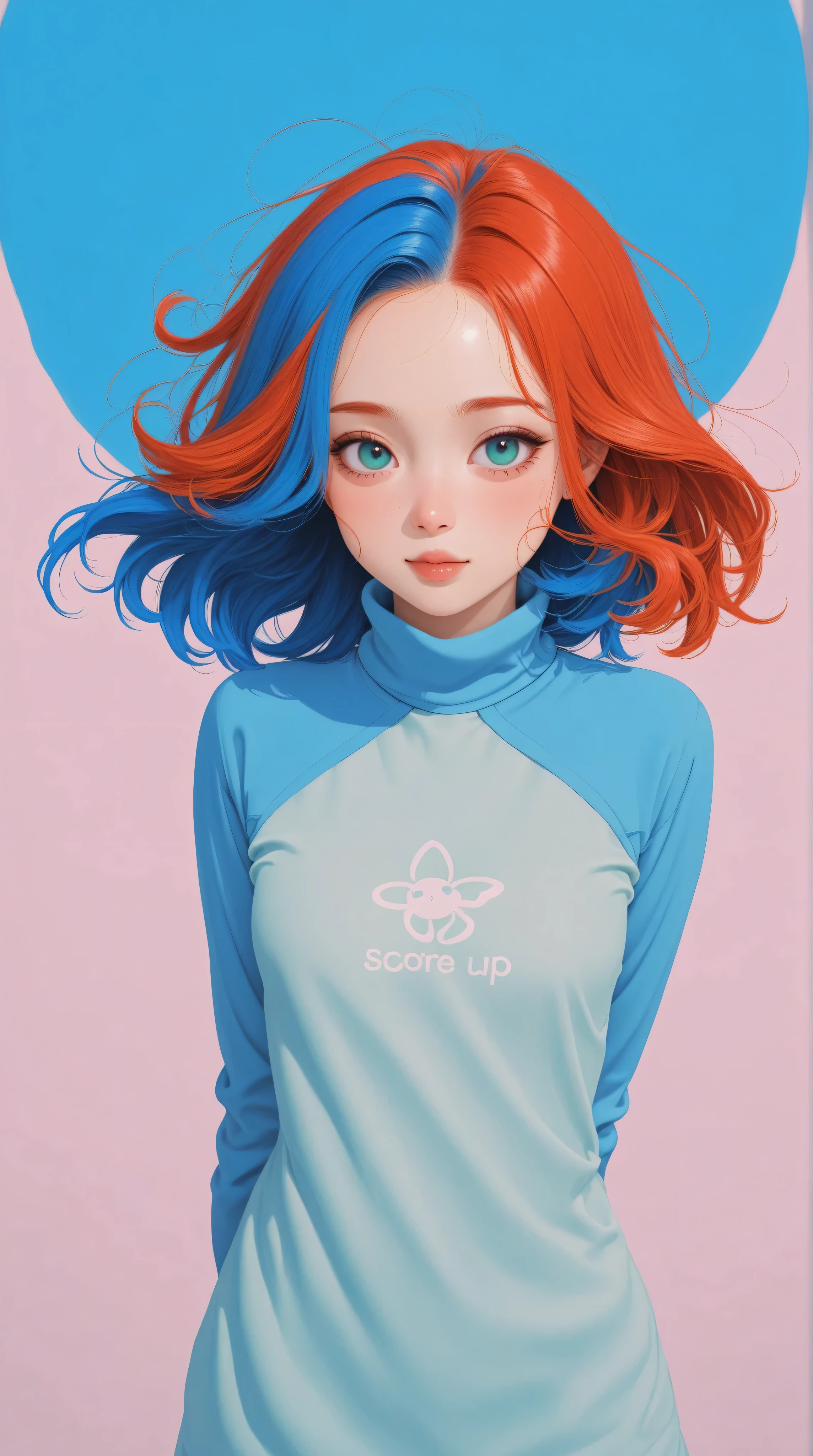 Kizi,Highly detailed, Amazing work,Vitreous luster,((clean backdrop)),In pink,(((blue colors))),green color,red colour,Best quality at best,clean backdrop。