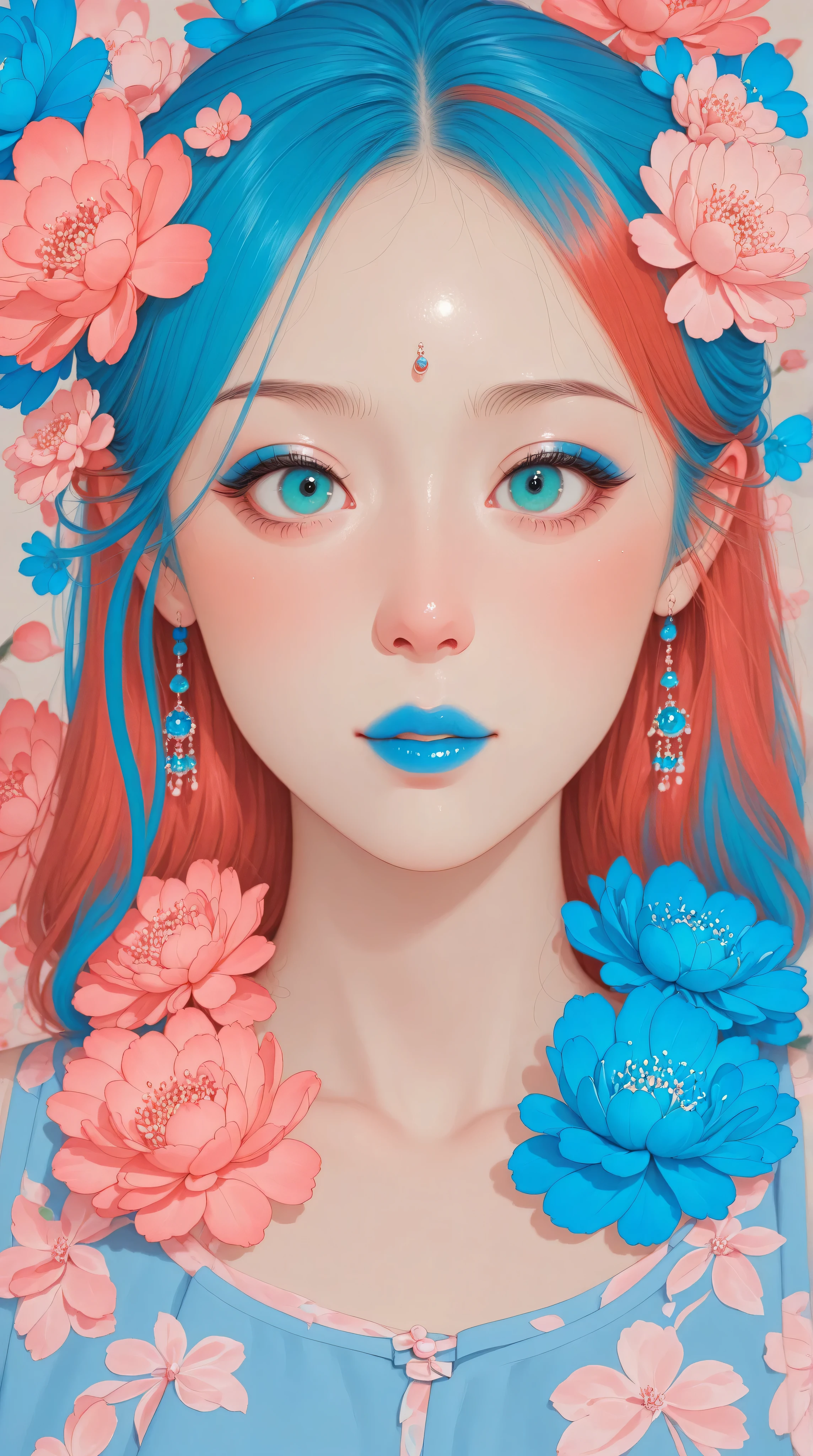 Kizi,Highly detailed, Amazing work,Vitreous luster,((clean backdrop)),In pink,(((blue colors))),green color,red colour,Best quality at best,clean backdrop。