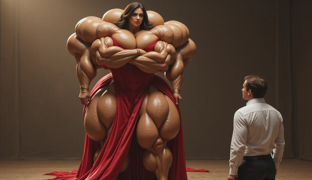 Female bodybuilder huge veiny roided massive calves sweating striated