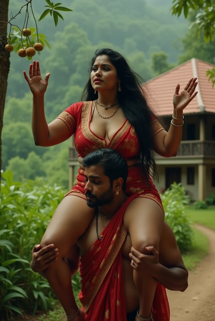 a very beautiful and sweaty 25 year old Indian naked girl, with thick hairy armpits, and muscular abs, is carried kissed by two young men