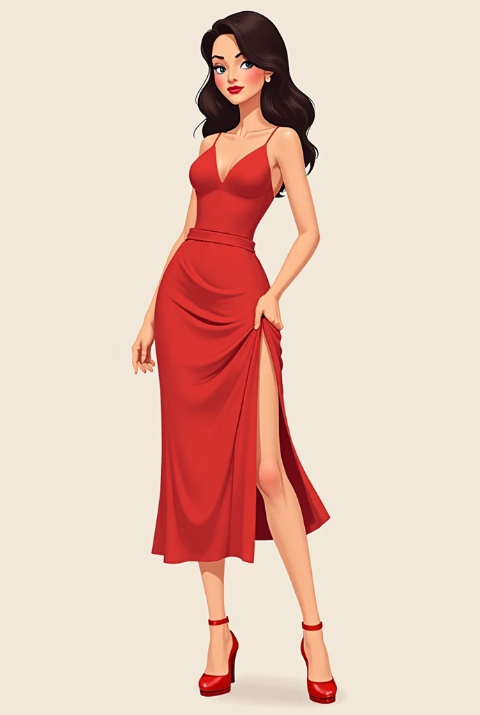 in anime style a girl with a strong body who likes to paint, wearing a realistic full body dress