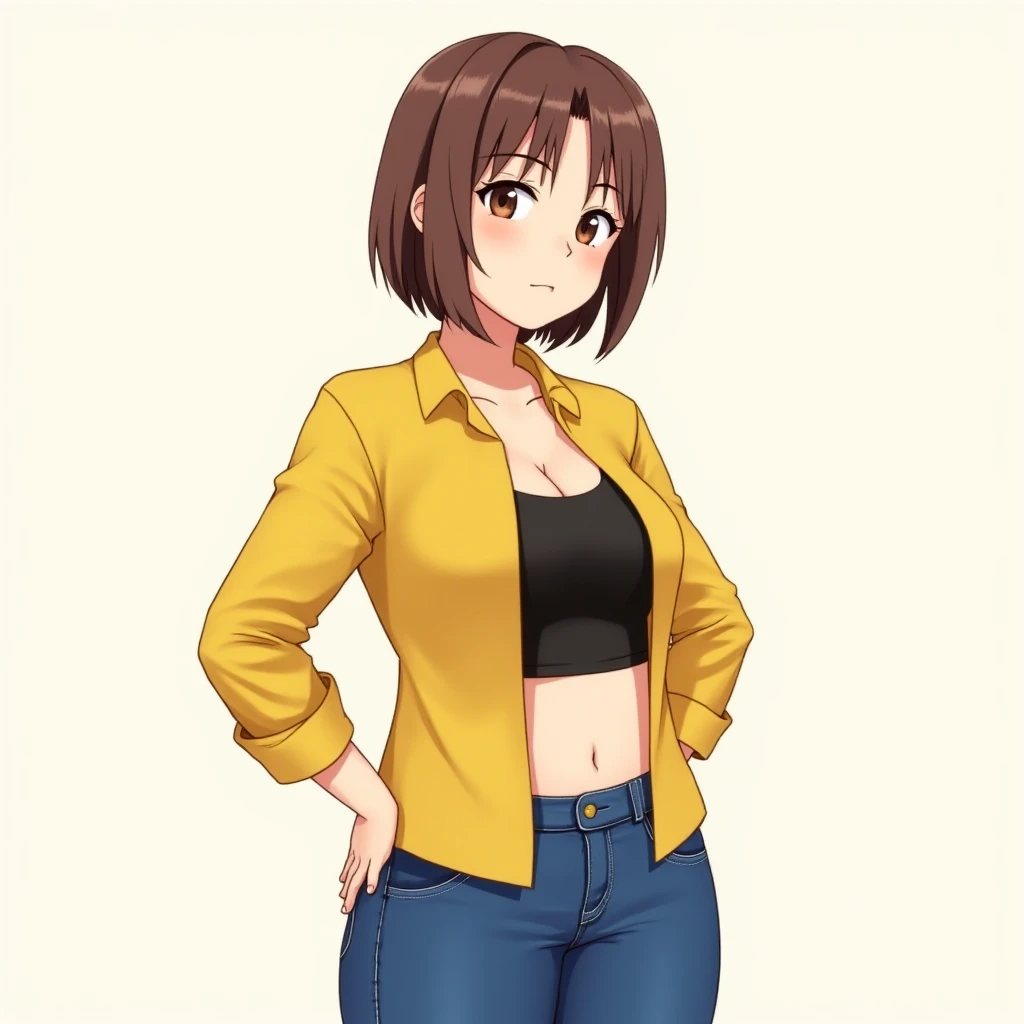 miyoshi kaya, light brown hair, high ponytail,orange eyes, parted bangs, forehead,
 1girl,solo,looking at viewer, ,evil smile,,,(spoken heart),,outdoor,flat chest,miniskirt,long sleeves,panties,(sexy pose,gyaru:1.2)