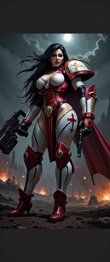 (((full body photo))), Alison Tyler, in comic book panel, bold lineart illustration comic, seductive eyes, parted lips, perfect body, curvy, nsfw, in the style of Adam Hughes, (extremely detailed, masterpiece, best quality, 8 K ), (((best quality))), (((masterpiece))), (((adult))), do joelho pra cima, warrior, with perfect body, sexy white bra with red lace, stylized white leather jacket with many metallic details, hand with steel gloves and metal spikes, ((under)), torn cargo pants almost naked in the wild urban style of Simon Bisley, Minimal clothes, armor (clothes made with the flag of the Rebel Aliance), full of spikes and ink-stained rivets, 5-pointed star tattoo, Blade Runner, Big city night background
