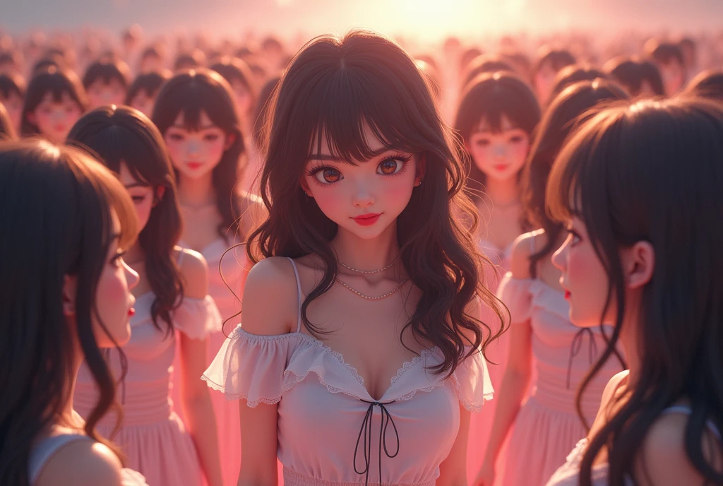 [Japanese Clone girls=Myself], [best masterpiece Clone girls Raw Photography Art], [16K, Highest quality, Ultra-high resolution, RAW Photos], [Unrealistic, Unparalleled, Different dimension, Improbable sight, (((A world of mass proliferation of myselves, Ultra-realistic)))], ((Japanese, woman, 18-year-old, shinozaki-ai)), ((Small face, (Thick black hair, (Semi-long hair)))), (((Very beautiful detailed girls, Accurate body structure, Very detailed完璧な超巨乳ボディ, amazing super big tits, Big, voluptuous breasts, The cleavage is very plump and emphasized))), (Dark Eyes, Mature face, Cute Smile, A gentle gaze), (((Very happy laughter))), [((((((((((Very detailed, 1girl→1,000,000,000,000,000,000,000,000cloning girls)))))))))), ((((((((((Very detailed, Absolute precision, With the depiction of an alter ego, ((((((((The exact same female body, The exact same face, Exactly the same hairstyle, Perfect same clothes, Perfectly the same height, The same exact super big boobs))))))))))))))))))], ((((((((((Myself only)))))))))), ((((((((100,000,000,000,000Myself→100,000,000,000,000,000,000,000,000,000,000,000,000,000,000MyselfThe proliferation of popular idols)))))))), (((((The actress&#39;s conscious and beautiful pose, (Cleavage Emphasis), (walk, Run), (Very detailed, among ourselves, Embrace each other, Back to Back, Pleasant conversation, Happy conversation), Free pose, (Sexual seduction)))))), (((((Unbelievably crowded, Abnormal super close contact, 360 degree complete coverage))))), ((Bright and soft sunlight)), (((((wide view, Very wide field of view, Very detailed, Detailed ultra-perspective depiction with clear depth))))), (((((Ultra-high-definition poster-like depiction))))), (((Hilly terrain, Slope, Countless &quot;myself&quot; filling the horizon and the mountains)))