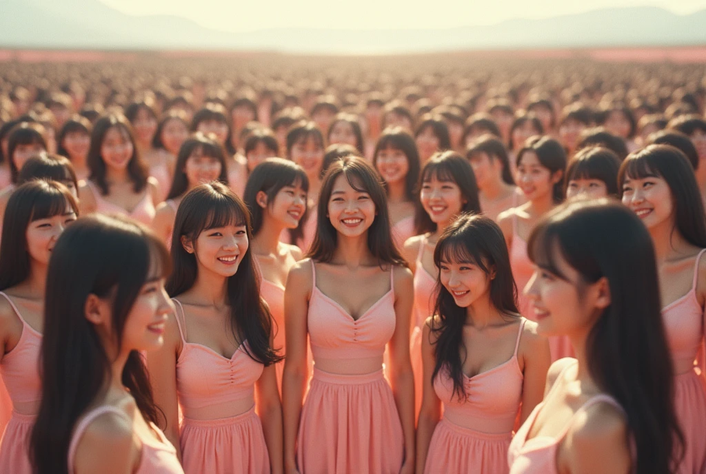 (((((Japanese Clone girls=Myself)))))), (((Best Super High quality Myself Clone girls Raw Photography Art))), (16K, Highest quality, Ultra-high resolution, RAW Photos), (((It's so unrealistic., With unparalleled depiction, With an unfathomable sight, An unprecedented and shocking worldview, Clone girls in a world of mass reproduction, Ultra-realistic))), (((Japanese, woman, 24yo, Ishihara Satomi))), (Small face, ((Thick black hair, Semi-long hair))), ((V-neck short-sleeve dress)), (((((Very detailed美しい女体, Accurate body structure, Very detailed完璧な, Super busty body with very large breasts, Clearly emphasizes cleavage))))), (((Dark Eyes, Mature face, Cute Smile, A gentle gaze))), (((Very happy laughter is beautiful))), ((((((((Very detailed分身増殖描写, ((1girl→Myself cloning→1,000,000,000,000,000,000,000,000,000,000,000,000,000,000,000,000,000,000,000,000Myself Clone girls)))))))))), ((((((((Very detailed, The precise depiction of the proliferation of Myself Clone girls, ((With the perfectly identical bodies of Myself clone girls, With the exact same face as the Myself clone girls, With the exact same hairstyle as the Myself clone girls, In the exact same clothes as the girls who are my clones, Perfectly the same height as the Myself clone girls, Super big breasts, just like the Myself clone girls)))))))))), (((Myself clone girls only))), (((Multiple pairs, Very detailed depiction, (Myself clone girls hug each other, Myself clone girls assemble, Fun conversations with fellow Myself clone girls, A fun conversation between Myself clone girls, Myself clone girls holding hands, Walking with lots of Myself clone girls)))), (((Everyone looks at the camera))), (((Unbelievably crowded, Transcendent Myself clone girls intimately, Countless Myself clone girls surround you in 360 degrees))), (Bright, soft sunlight), (((Very wide field of view, Very detailed, Detailed ultra-perspective depiction with clear depth))), (((((Landscape with a curved slope))))), (((Very photographic and detailed depiction, Myself clone girls will multiply infinitely and fill the surroundings from one side to the horizon with their bodies tightly packed together without any gaps., A scene of endless Myself clone girls and a fun atmosphere))), (Focus on the average value of the image)