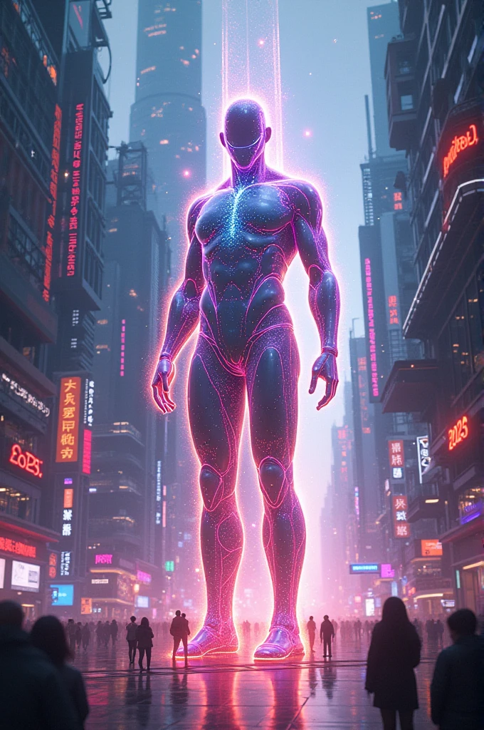 Les gratte-ciels imposants de la ville scintillent de néons, leurs reflets dansant sur les surfaces lisses des rues en contrebas. Soudain, un éclair d'énergie éclate et la forme holographique de Neon Nexus se matérialise, ses circuits complexes vibrant de vie. Couverture et pochette de magazine avec inscriptions. Realiste. ((Perfection)). Finition. Tranche de vie. Parsemé de détails dispersé.