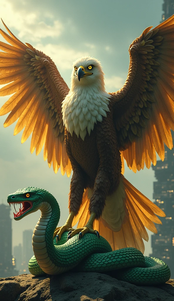 art by midjourney, CGI_Animation, (Cinematic scene - long shot:1.5), (reflection:0.65, refraction:0.85), light particles, sharp focus, (tyndall effect:0.8), (god rays:0.85), light particles, (clear, shiny:0.65), sharp focus, (color saturation:1.2), (detailed soft feathers:1.1), detailed background, (intricate, high detail, film photography, soft focus, RAW candid cinema, (photorealism:1.1), dutch angles, low angle shot, realistic, analog style, subsurface scattering, masterpiece, best quality, ultra realistic, 8k) (perfect proportions:1.5), (kemono:1.5), (bara:1.5), (male:1.5), muscular, Harak, (eagle falcon headed anthro:1.5), (large glowing red eyes1.2), iridescent platinum teal green feathers, teal feathers, green feathers, tan body, heavily veined muscles, bulging muscles, wide chest, thick thighs, thick arms, popping veins, looking directly at viewer, (direct gaze:1.5), highly detailed eyes, alluring gaze, brash confident superior smile, powerful strong mighty, standing in a palatial courtyard with a strong powerful intimidating posture, Stygian temple, evil, Stygian snake themed orichalcum metal armor, tight leather pants, snake body art, large voluminous majestic wings on the back, noble and ominous and frightening champion of evil, dark fantasy, (art by Chunie, darkgem, null-ghost, jiandou, XUAN_SIRIUS, Spelunker_Sal, meesh, FrAnubis, drks, jrjresq, bastroceive, ReptileCynrik, Saltypoundcake, tojo the thief, narse, honovy), <hypernet:Harakht-2000-10000:0.85>