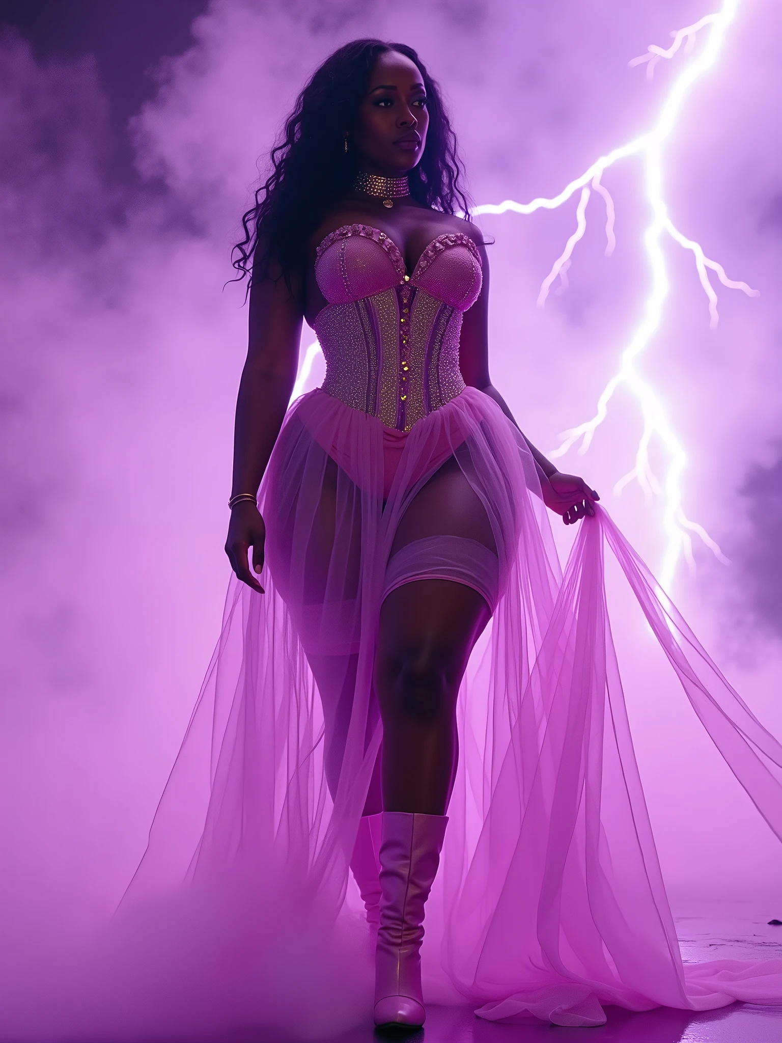 Age 19, sexy, large breast, angelical face, dark magician, magent magic, glowing magent beauty eyes, other two mages on the ground, perfect body, sexy dress, sexual, pleasant orgasm face, sexy lips, sexy sight, sexual climax pose