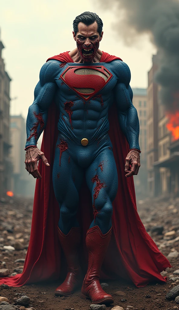 powers,omniman,surrounded by corpses,blood everywhere,destroyed metro,Underground ,accident