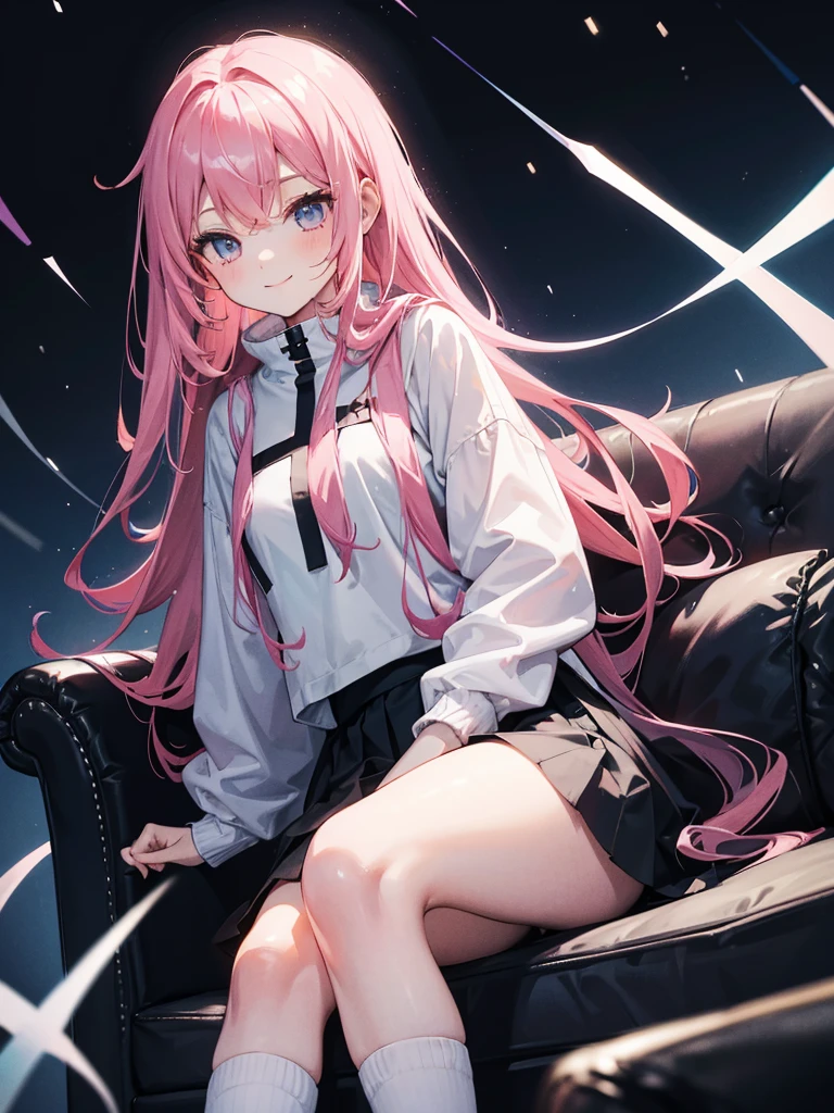 zero two \(darling in franxx\), darling in franxx, 1girl, bangs, bite, shadow, green eyes, horns, long hair, looking at the viewer, small breasts, big thighs, makeup, white bodysuit, pink hair, red eyeshadow, tight skin, solo