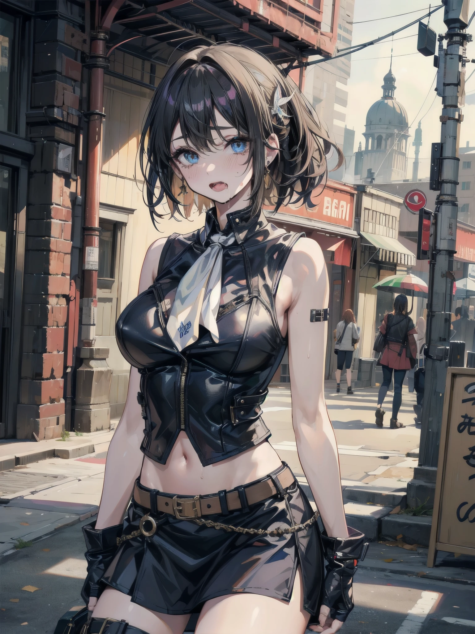 (outdoor exposure),cowboy-shot,(masterpiece:1.4), (best quality:1.4), (extremely detailed:1.33),(ultra detailed),Japanese,20 years old,split standing,cute girl,((skinny body)),(small breast:1.1),(nipples),cute smile:1.2,teeth,
(((bondage outfit))),bondage,harness,o-ring,
BREAK
outdoor,((Arc de Triompher at her background)),France,Arc de Triomphe,