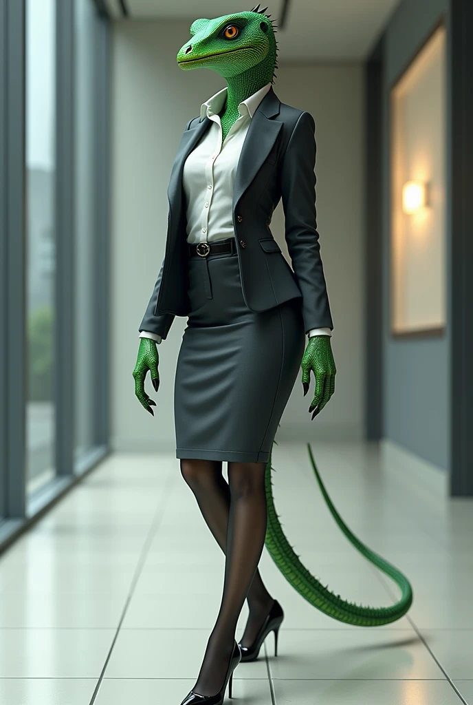 full body image, office setting, solo
BREAK, (anthro lizard:1.3), woman, (purple scales, realistic scales, scales over body), black hair, plump breasts, angry expression, yellow eyes, open mouth, teeth, wearing ripped black business suit outfit, wearing a white work shirt, finger claws