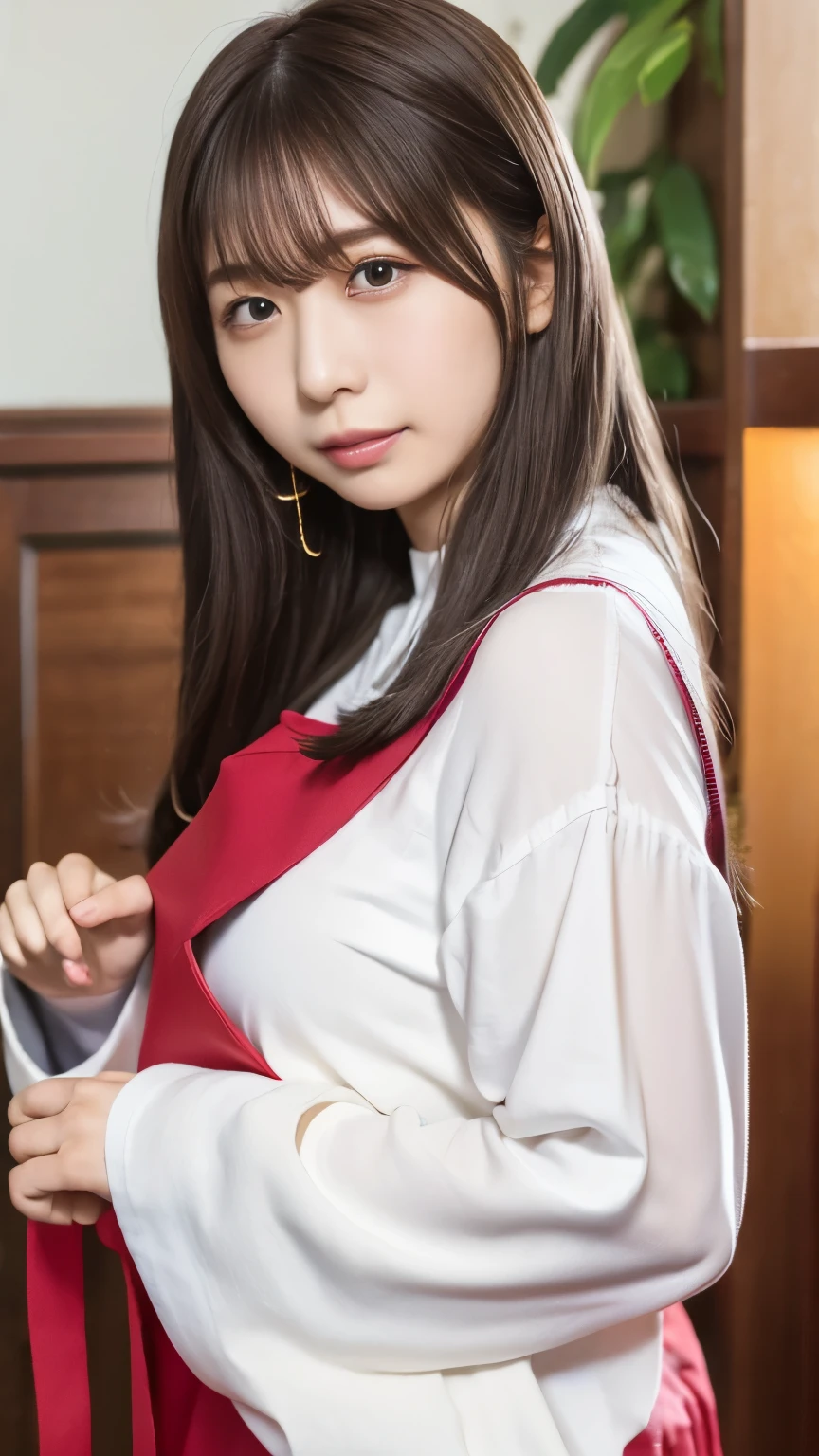 Actual 8K High Quality Images 、 Japanese New Year Decorated Room、 Slender and cute high school girl wearing sailor suit 、 apply light makeup 、 Detailed hand fingers、