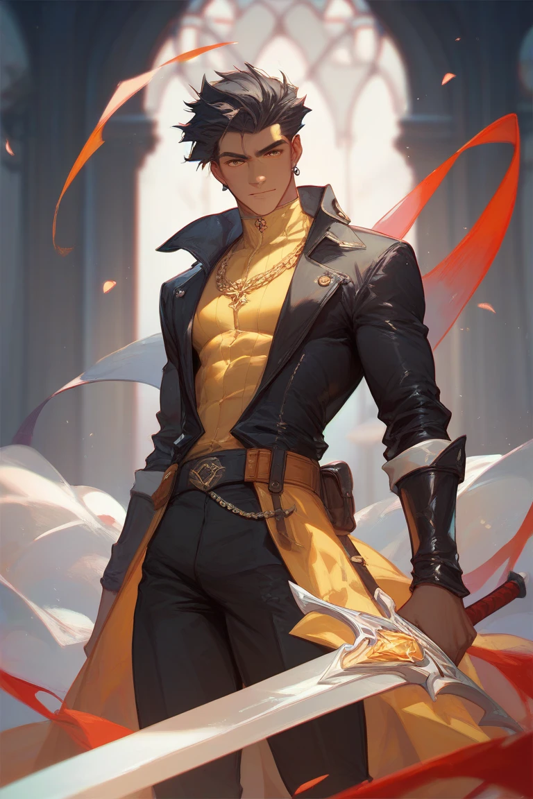 A boy having long legs, thick thighs, large hips, thin and narrow weist, big large feminine breasts, very small spikey boyish haircut, wearing sleeveless tight dress and leggings. Man, man
