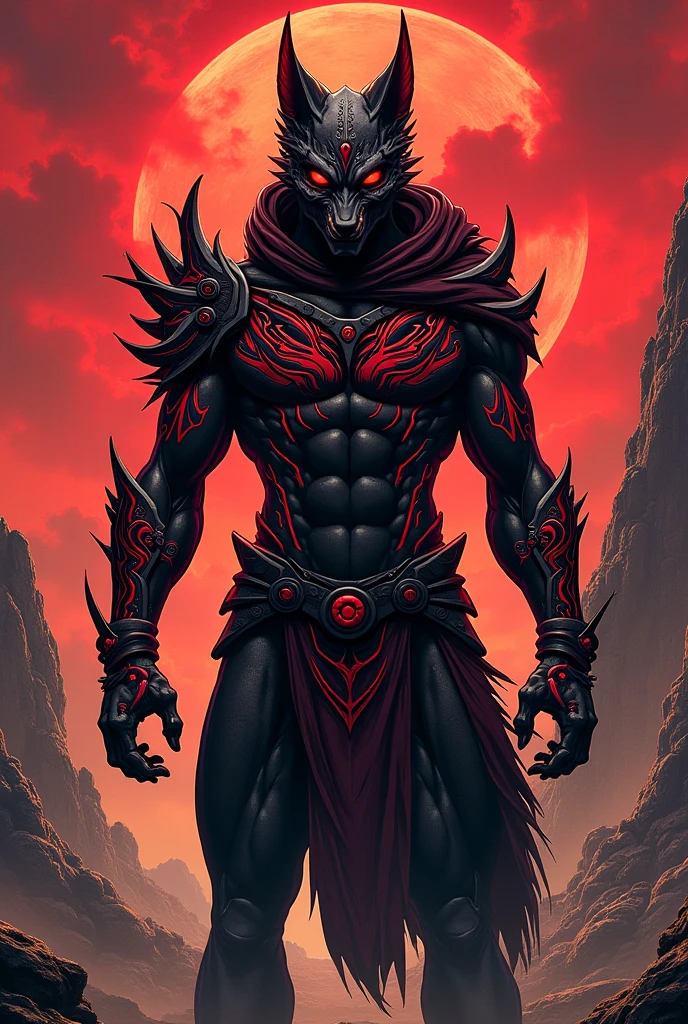 The ultimate wolf of death) Best quality, Ultra-high resolution,1 Furry boy, Solo,Detailed eyes, voluminetric lighting, Amazing, finedetail, , Black cloak , White fur, Red eyes, Black sclera, Bright pupils, Bright atmosphere, Muscular, The entire body of the machine, full moon , Red Moon , (Blood Moon), Woods in the background, Night (Remake 4K),Toned body,Crotch bulge