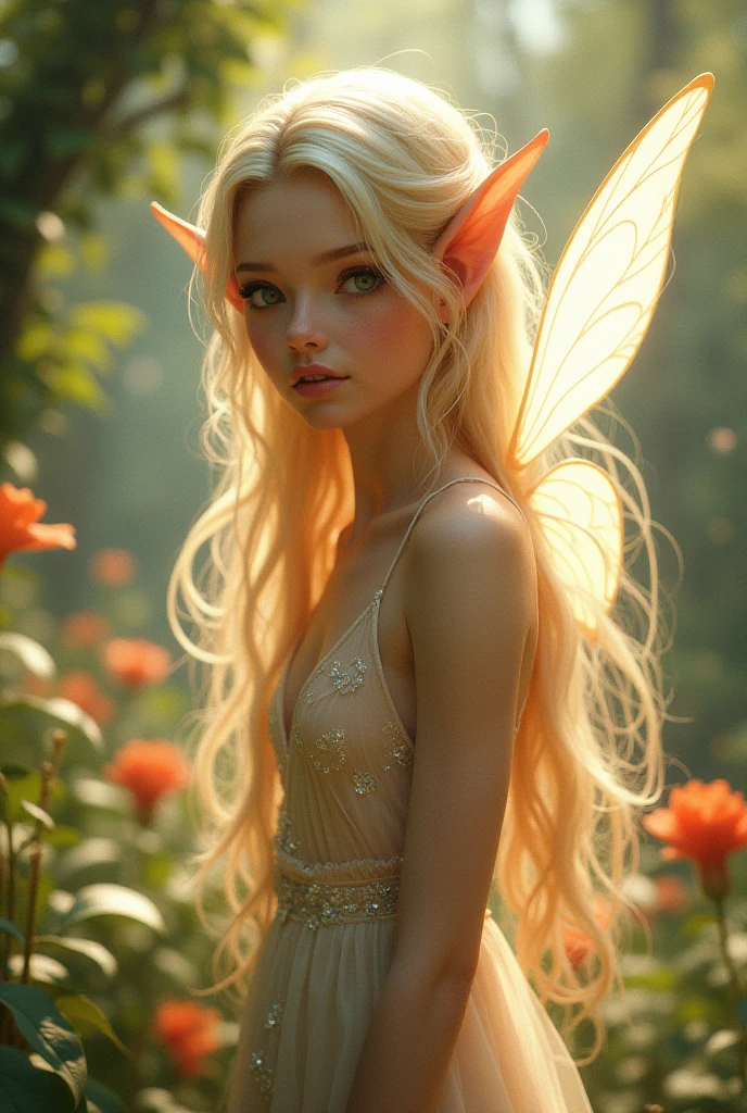 (RAW photo:1.2), ((photorealistic:1.4),(masterpiece:1.3),(best quality:1.4),ultra high res,(detailed facial features),(detailed clothes features),HDR,8k resolution, 1 girl, blush, blonde hair, 8k, ultra high details, perfect nose, transparent white dress, sexy lingerie, elf ears, cinematic lighting, perfect body, wings
