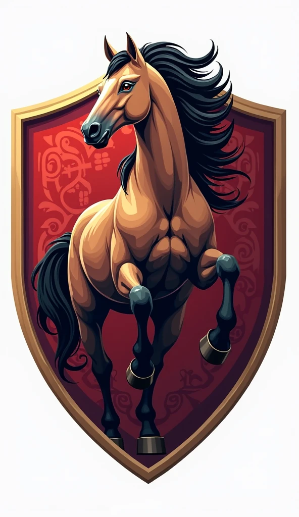 Create a shield for a team, must be circular, orange should predominate. A horse has to come out and say orange house