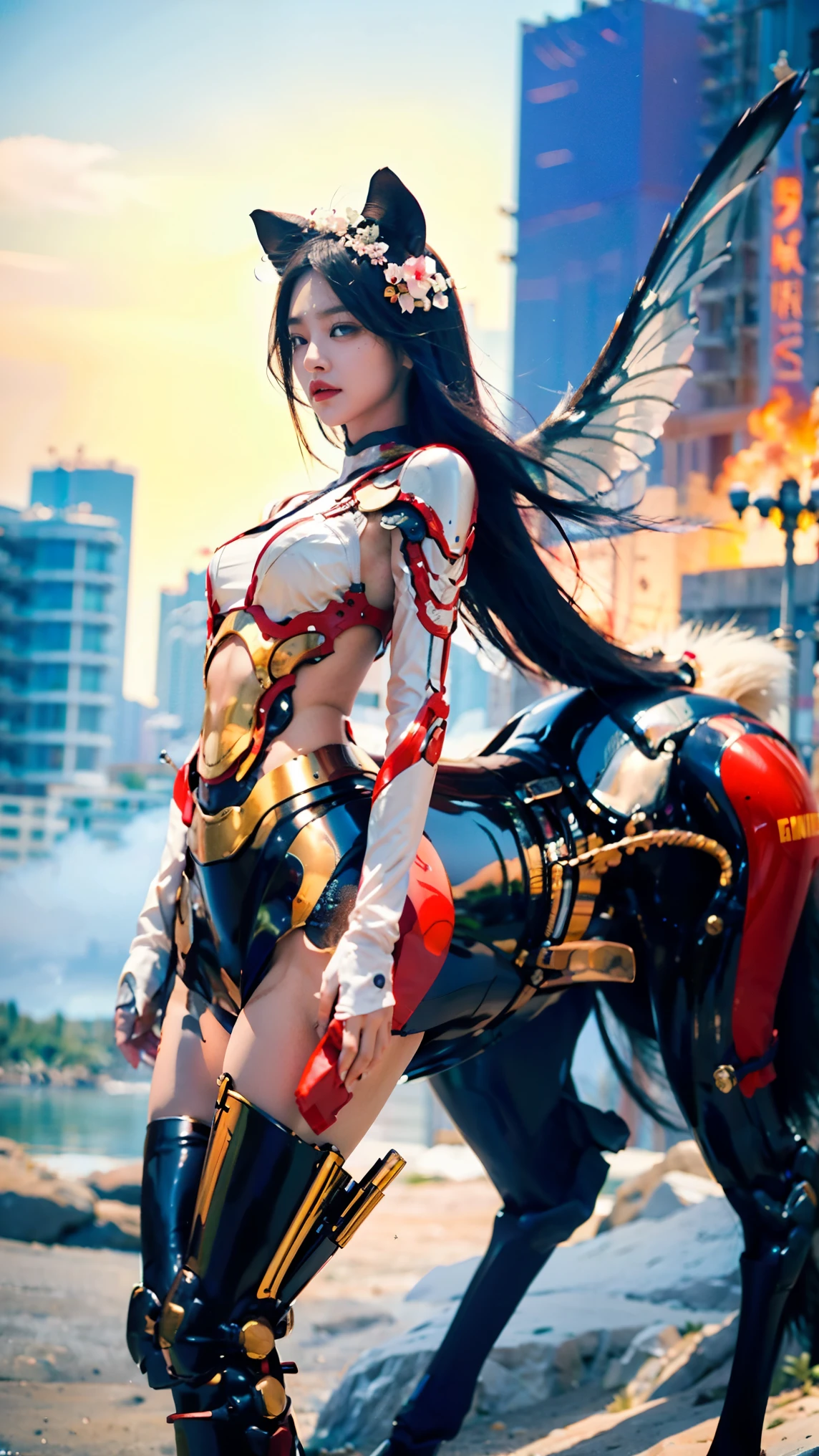 A team of superheroes to create an oversized wide-angle , super depth of field , Beautiful cinematic promotional illustrations with Hollywood master-level designs , Distribute character materials with geometric shapes ,Multi-layer zoom ,Integrated 光线变化, multi-angle capture , Focus on the character's face ,( cybermecha centaur 、Metaphor 、暗藏玄机人物殿堂级的性特征and excellent sexual tension :1.6), world-class rendering , Super Detailed,Super complex, Super Detailed , details are true ,Super-sharp , super high quality output, bright color , beautiful ancient god Siren 。{( is based on classical aestheticism :1.8), super skill fighting moves , using commercial giant makeup props ,What brings together a team of (grace、pride:1.2) team up,include(人马合一的Cyber机甲半人马,Centaur,Centaur:1.8),and( the charming ancient gods, the mermaid 、Half man, half fish:1.6),and(Cat girl,Cat People, half human half cat ),and( high-energy phoenix girl 、Fire woman、 half human half fire :1.6), and the mini flower fairy (Fairy:1.6),以及粉红的魔tail(Succubus:1.6),wait( more than the five beast girl Furui 1 .5),they(Integrated 、 Perfect Blend 、 precise connection 、 seamless nesting 、 line slender 、 appearance incorporating mythological, legendary, and monster features、tail、Tentacles、Wings、Feather、scale、nail、hoof、Anti-Joint 、Arthropod、fur、Chitin 、Pattern、Tattoo、华丽装饰wait外观特征:2), superheroes with (Beauty:1.5)、Tear mole、( compression of gravity, a large bag with an oversized curve, full, super huge jelly chest:1.6)、收窄的肋骨and肩、Vacuum belly、 rough、 ultra-long hips and legs 、 long body ,Standardized ergonomics 、 Physiological Perfection、 Medical Beauty Skin 、 Mysterious and fragrant organs }。场景内include职业为女性的:( Cthulhu folklorist 、Explorer、warrior、Clergy、scholar、wizard、 superhouse 、emperor、Angel、immortal、妖魔wait)。 a variety of superb martial arts ,加入中式玄幻and西方奇幻wait多种幻想元素的装备and服饰,包含有中西方多种古典and潮服融合的超级服装,诸多幻想and科技融合的特种装备, Blurred ultra-giant Oriental classical idols passing through the atmosphere 。 partner combination 、interactive、Innocence、Neon、 multiple color light 、Fire、 ultimate color control 、Fun、 Surrealism 、Cyber、Prize-winning entries 、、 inspirational idea 、 Clean Picture 、Reality、 settlement screen 、Chinese Comics、AAA Games、The invisible light code passed the 。( cybermecha centaur 、Metaphor 、 concentrated computing power metaphor using camera language 、 excellent sexual tension :1.6)。
