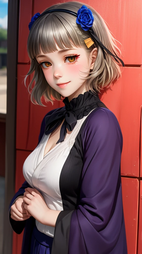 (best quality,4k,8k,highres,masterpiece:1.2),ultr
a-detailed,realistic,photorealistic:1.37,detailed
eyes,beautiful detailed lips, pale, nobara kugisaki from jujutsu kaisen wearing dark blue layered hoodie, perfect figure, attractive rounded breasts, naughty smile, puffy lips, posing in sunshine, outdoor ,dark blue layered hoodie, cherry blossom trees, green trees, sakura falling, in the park, cropped hoodie, short 2 block light brown haired girl