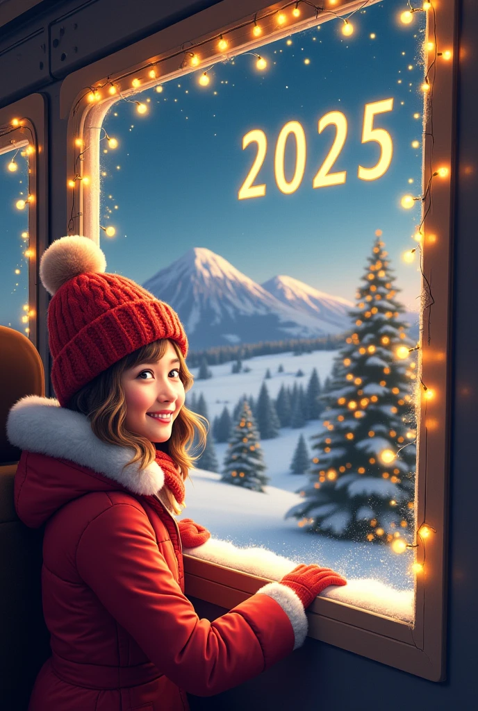 Masterpiece,Best quality,Highres,Extremely detailed 8k wallpaper,Very clear,<lora:Rui2.5Dcartoon_V2:1>,harbor,(night:1.2),christmas,snow,night,christmas tree,look up,church,color balloon,(the beautiful woman in white coat stood in front of the camera:1.1),smile,red hair beauty,