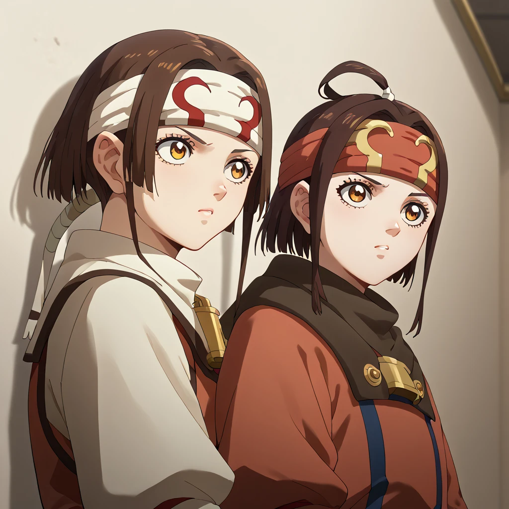 
1 girl  (((Mumei))))    (((cowl )))))  (((headband)))  source_, score_9, score_8_up, score_7_up, score_6_up,  BREAK cowl ((((headband on forehead))))  standing next to wall looking ahead looking at viewer accurate clothing of image very detailed of clothing high quality clothing very beautiful girl brown hair gold eyes 