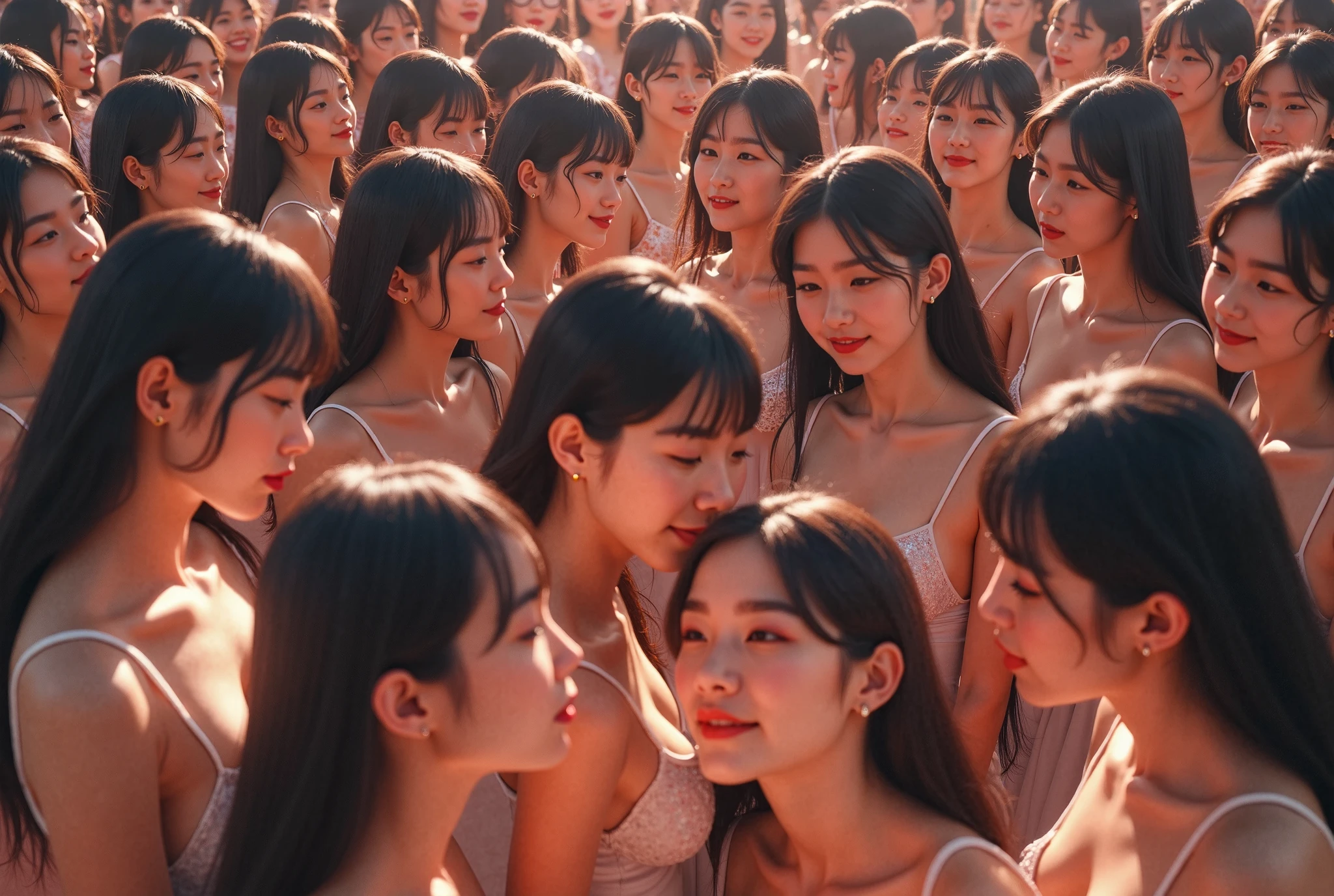 (((((Japanese Clone girls=Myself)))))), (((best masterpiece Clone girls Raw Photography Art))), (16K, Highest quality, Ultra-high resolution, RAW Photos), (((It's so unrealistic., With unparalleled depiction, With an unfathomable sight, An unprecedented and shocking worldview, Clone girls in a world of mass reproduction, Ultra-realistic))), (((Japanese, woman, 24yo, Yoshioka-riho))), (Small face, ((Thick black hair, Semi-long hair))), ((V-neck short-sleeve dress)), (((((Very beautiful detailed girls, Accurate body structure, Very detailed完璧な, Super busty body with very large breasts, Clearly emphasizes cleavage))))), (((Dark Eyes, Mature face, Cute Smile, A gentle gaze))), (((Very happy laughter is beautiful))), ((((((((Very detailed分身増殖描写, ((1girl→Myself cloning→1,000,000,000,000,000,000,000,000Myself Clone girls)))))))))), ((((((((Very detailed, The precise depiction of the proliferation of Myself Clone girls, ((With the perfectly identical bodies of Myself clone girls, With the exact same face as the Myself clone girls, With the exact same hairstyle as the Myself clone girls, In the exact same clothes as the girls who are my clones, Perfectly the same height as the Myself clone girls, Super big breasts, just like the Myself clone girls)))))))))), (((Myself clone girls only))), (((Very detailed, Myself clone girls multiplication, 1,000,000,000,000,000,000,000,000Myself Clone girls→100,000,000,000,000,000,000,000,000,000,000,000,000,000,000^1,000,000,000,000,000,000Myself Clone girls))), (((Very detailed描写で, (An embrace between self, Back to Back, Myself clone girls assemble, Fun conversations with fellow Myself clone girls, A fun conversation between Myself clone girls, Myself clone girls kissing each other everywhere, Myself clone girls love each other, Myself clone girls holding hands)))), (((looking at the camera))), (((Unbelievably crowded, Transcendent Myself clone girls intimately, Countless Myself clone girls surround you in 360 degrees))), (Soft sunlight in direct sunlight), (((Very wide field of view, Very detailed, Detailed ultra-perspective depiction with clear depth))), (((((Curved slope landscape))))), (((Very photographic and detailed depiction, Myself clone girls will multiply infinitely and fill the horizon with no gaps and super close female bodies., A scene of endless Myself clone girls and a fun atmosphere))), (Focus on the average value of the image)
