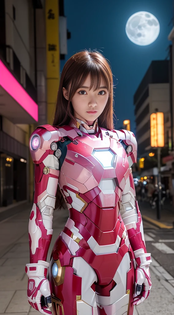 Female Iron Man(Red and Black)、luster、short cut hair、rough skin, Super detailed, advanced details, high quality, 最high quality, High resolution, 1080P, hard disk, beautiful,(gundam),beautifulサイボーグの女性,Mecha cyborg girl,battle mode,Woman with a mecha body,、Expression of bitterness、sweaty face、、narrow her eyes、、humid、grass、、steam from head、spread your legs、embarrassed face、open your mouth、Face holding back black haired short haired glasses japanese woman