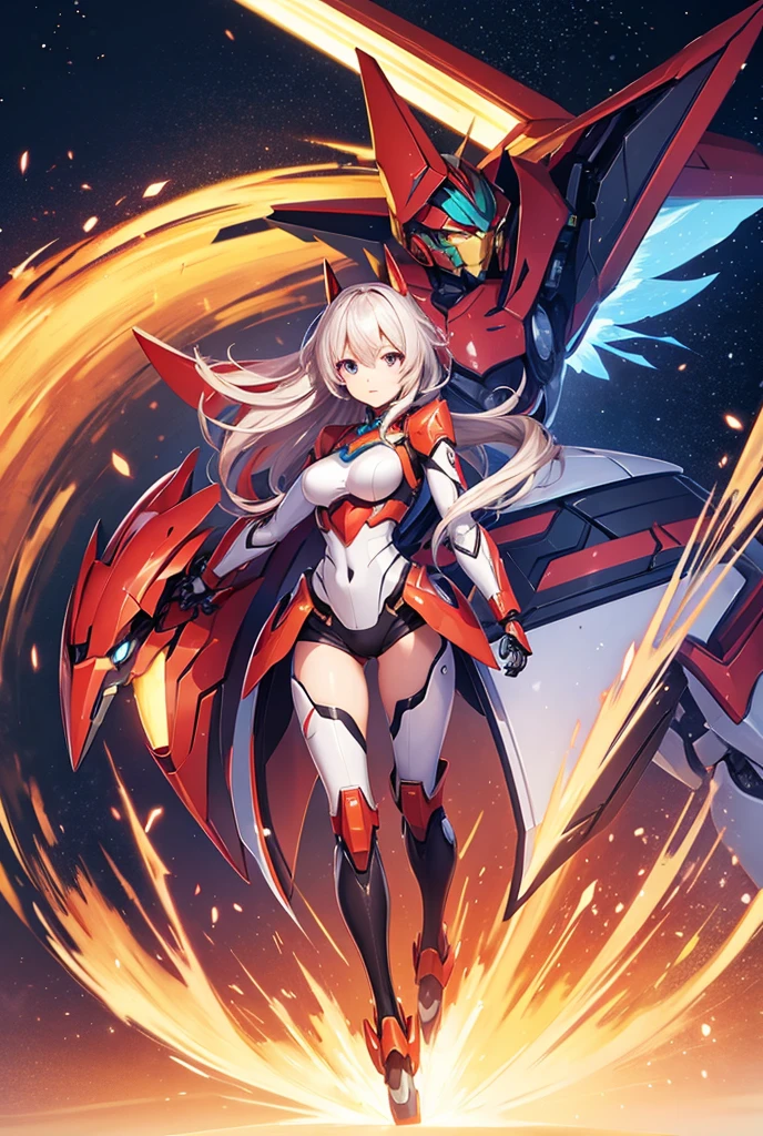 personification，long  white hair，blue color eyes，A girl with big breasts