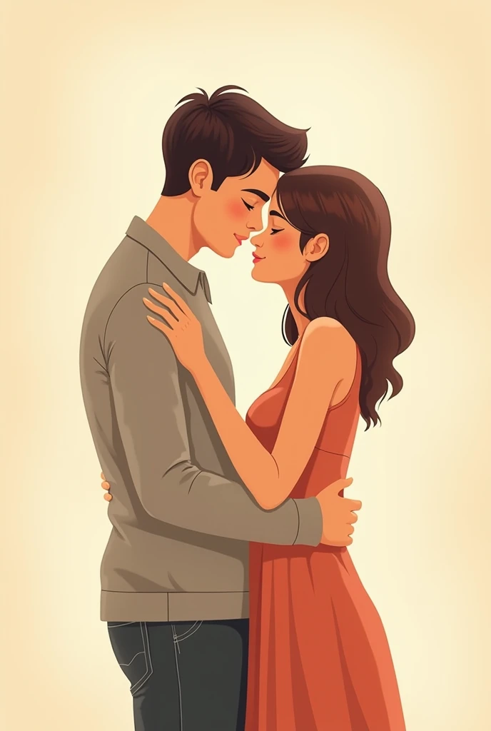 Animated couple relationship white man 2. and 1 brunette woman
