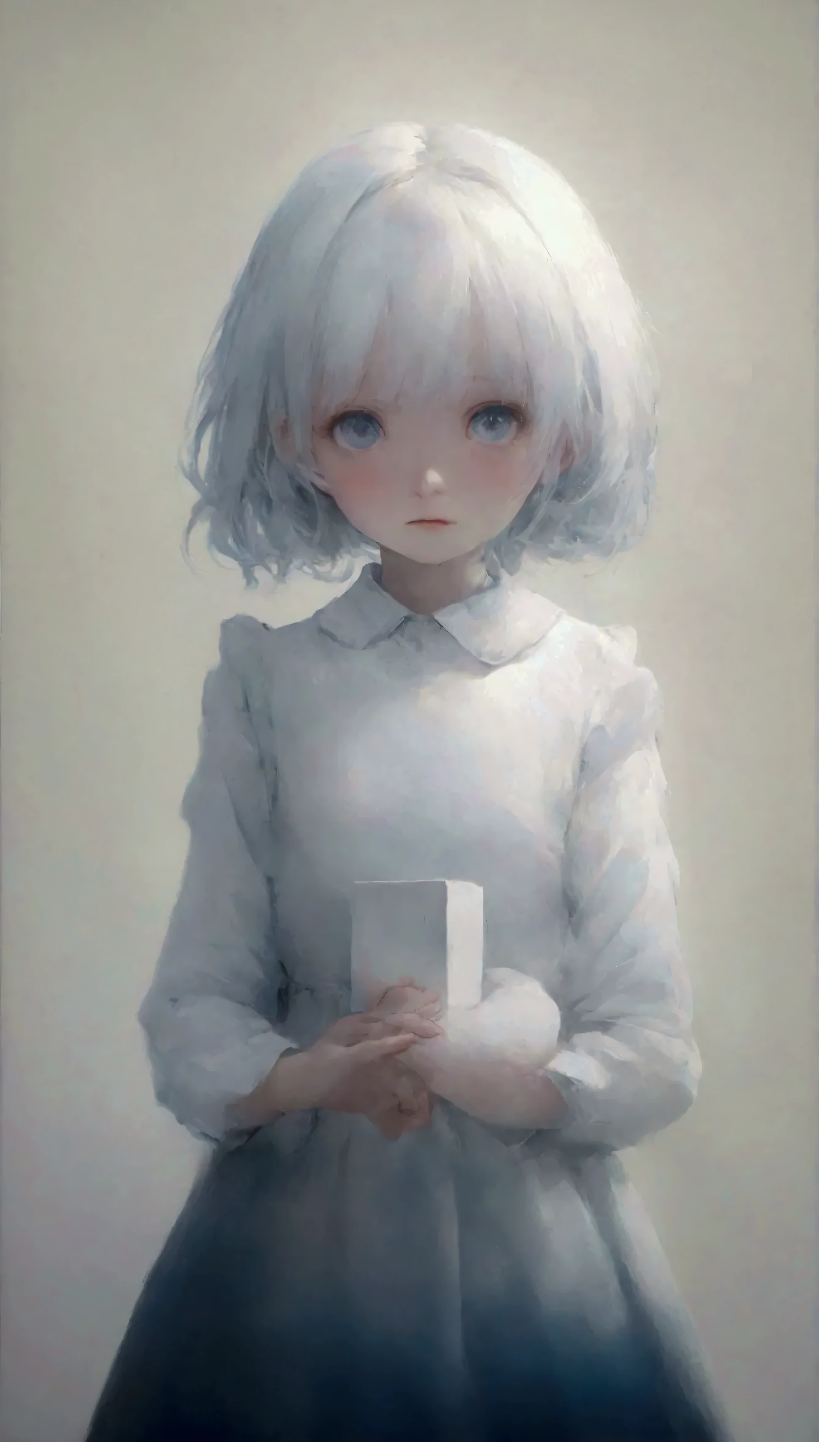 ((( white background :1.3)))、((( 1 Albino Girl 、 cute face、 cute girl))), ************,((( White eyes :1.3)))、white dress、(( white shirt:1.3、 White Block Dress)), tyndall effect, realistic, Shadow Studio ,Ultramarine、illumination, デュアルトーンillumination, ( skin with great attention to detail: 1.2)、薄暗いillumination、暗いillumination、 photos in anime colors, high resolution, 4K, 8k, background blur , Beautiful Fade Out、White World、 white background