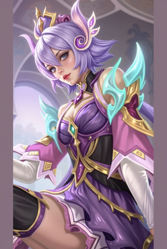 Beyoncé as a genshin impact character. detailed cenary. elemento da eletricidade roxo, Purple and lilac colored clothes