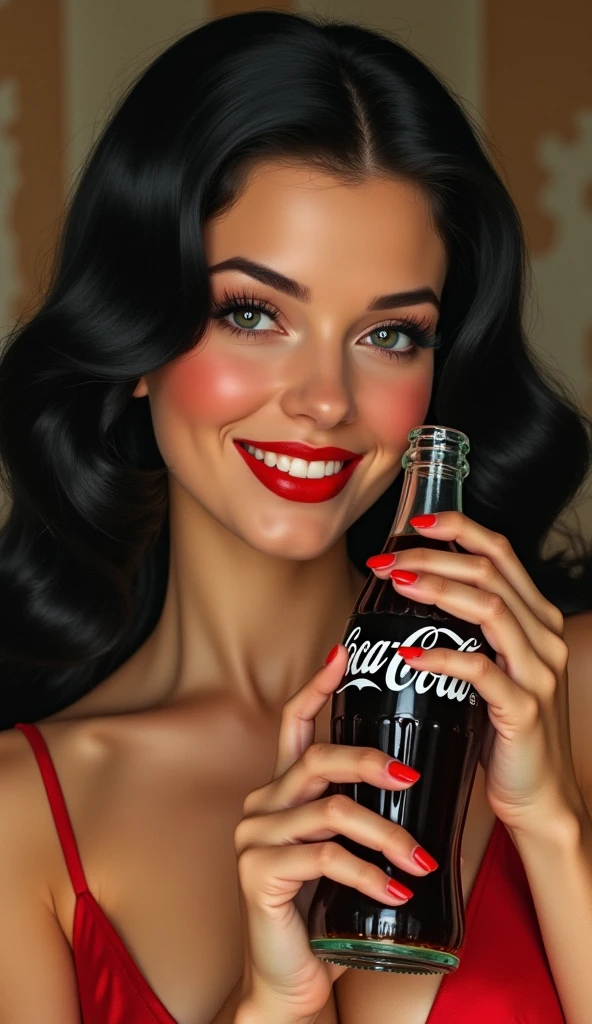 Uma mulher bebendo seu drinks de lingerie vermelha com um corpo escultural