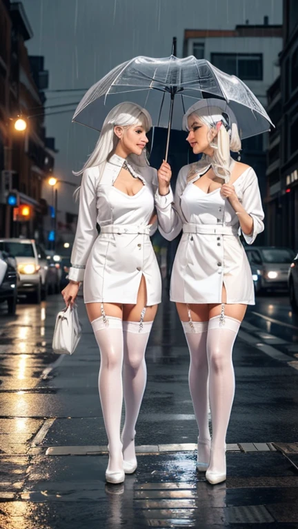 ,twins,White hair,Stockings,maturefemale,Rain,nightcity