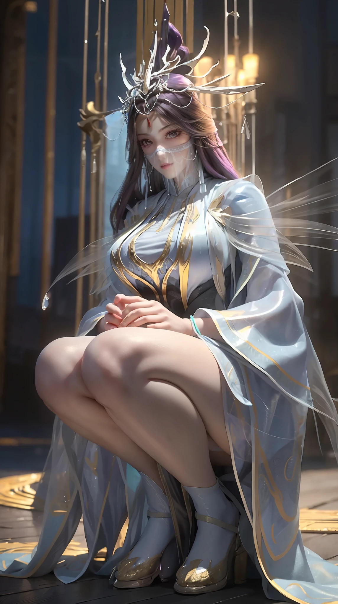 (1 girl:1.3), alone, __whole body__, official art, unified 8k wallpaper, super detailed, Beautiful and beautiful, masterpiece, best quality, raw, super detailed photos, best quality, ultra high resolution, photorealism, Sunlight, whole body肖像, amazing beauty, delicate face, vibrant eyes, (from the front), Detailed face, Gorgeous, highly refined skin, Realistic skin details, Visible pores, sharp focus, volumetric fog, 8K Ultra HD, SLR camera, high quality, film grain, White skin, photorealism, black hair, black hair, Chest, open eyes, Slit sleeves, skinny, transparent, pink, underwear, transparent panties, pink, twisted braids, long braids, jewelry, Gold fittings, Gorgeous配饰, complicated, delicate lips, long hair, medium Chest, Sexy long legs,green background, Close your lips, petal, peach blossom, Rabbit ears, pink Rabbit ears, Permanent installation, ((Keep your feet apart,squatting position:1.3)),(Put your hands behind your back),((Keep your eyes on the camera)),((Body facing camera:1.3)),(whole body照:1.3),(pastel colors:1.2),(Bottom front view 1.8)
