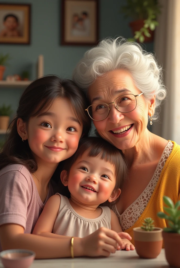 grandmother&#39;s family, two children and 5 grandchildren