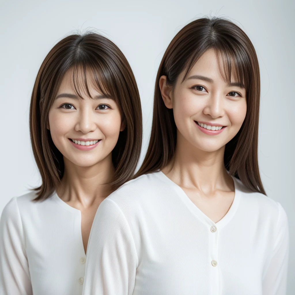 Highest quality, masterpiece, Ultra-high resolution, (Realistic:1.3), RAW Photos, (One Girl), (a photo from the neck up), (18-year-old), (smile:0.9), (Shiny skin), (Medium Hair, Dark brown hair), (White T-shirt), (Casual shorts), (Ultra detailed face), (Highly detailed eyes), (Highly detailed nose), (Highly detailed mouth), (Very skilled hands), (Super-detailed body), Sony a7, 85mm lens, f9.0