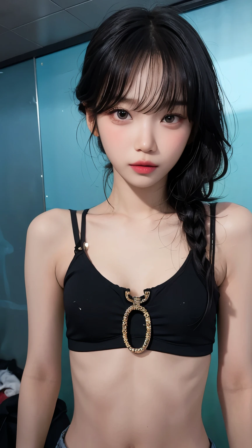 ((Best Quality, 8k, Masterpiece: 1.3)), Focus: 1.2, Perfect Body Beauty: 1.4, Buttocks: 1.2, black bikini, full body, (Layered Haircut: 1.2)), (great weather, beach:1.3), Highly detailed face and skin texture, Fine eyes, Double eyelids, Whitening skin, Long hair, (Round face: 1.5), sweet_girl, big breasts