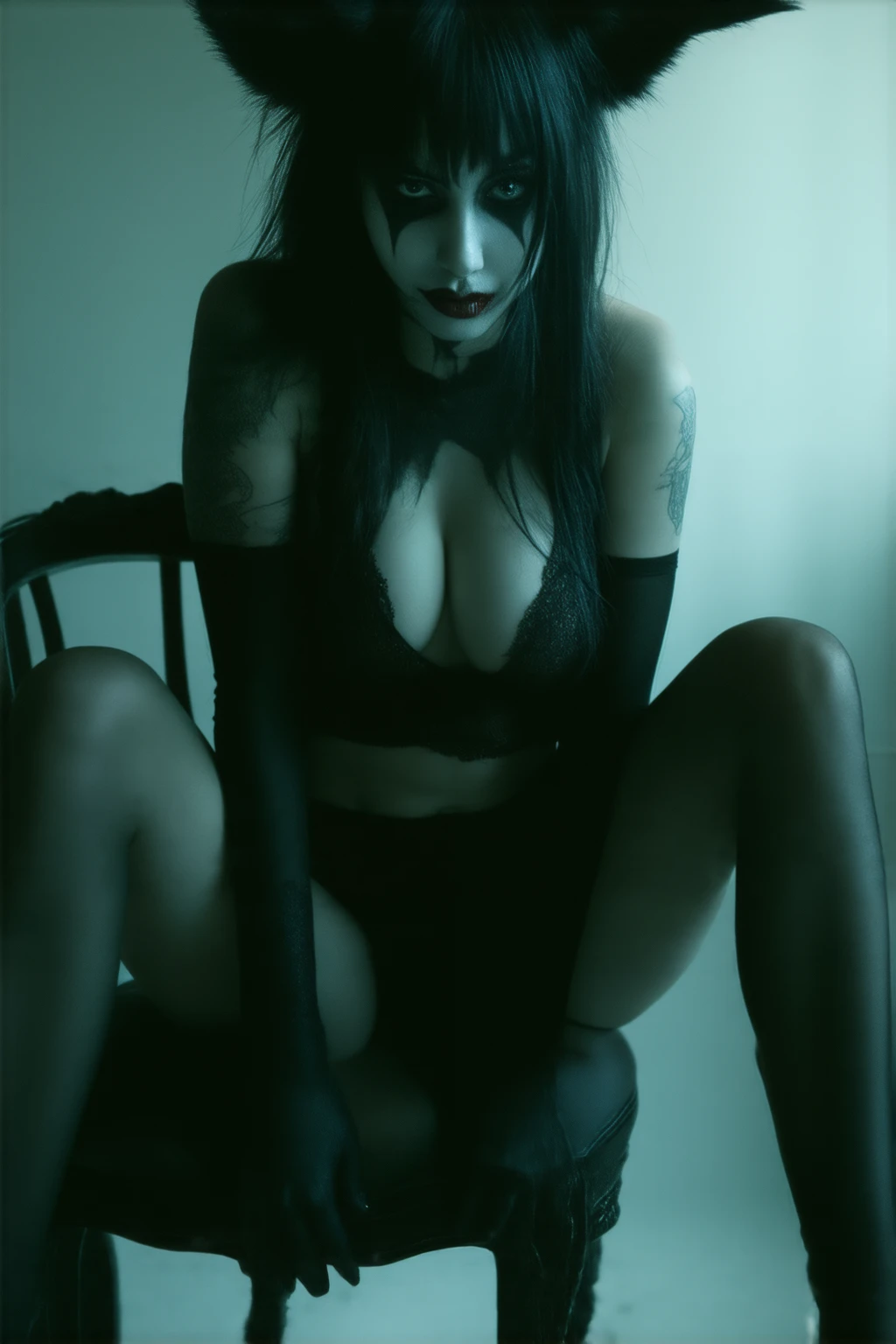 Sexy seductive death, undead head, seductive pose