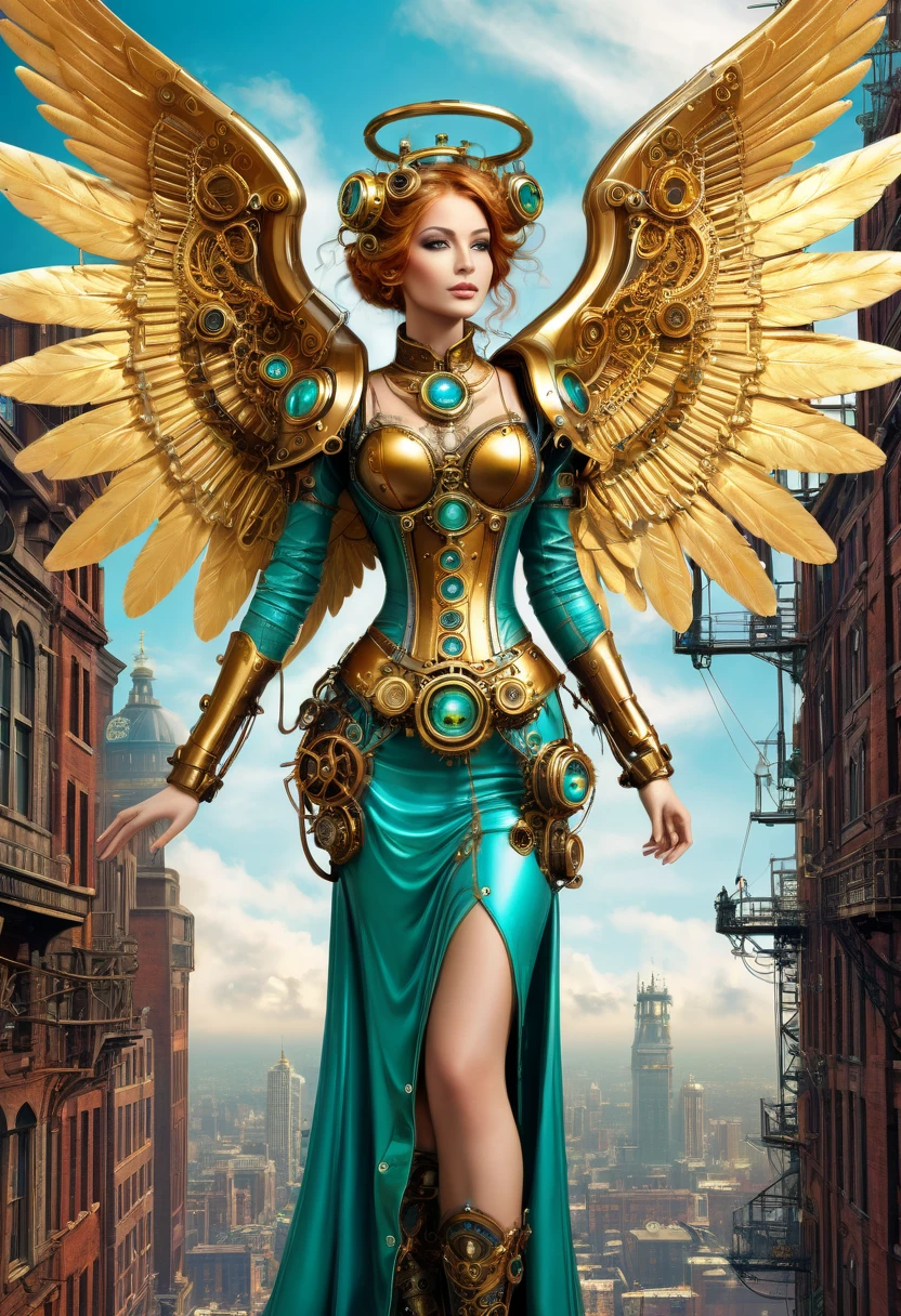 Ava Red, the Wizard of Magical Colors, mechanical priestess, Honky Tonk Girl, flying, sharp focus, highly detailed, digital painting, concept art, matte, art by WLOP and Artgerm and Greg Rutkowski and Alphonse Mucha, masterpiece