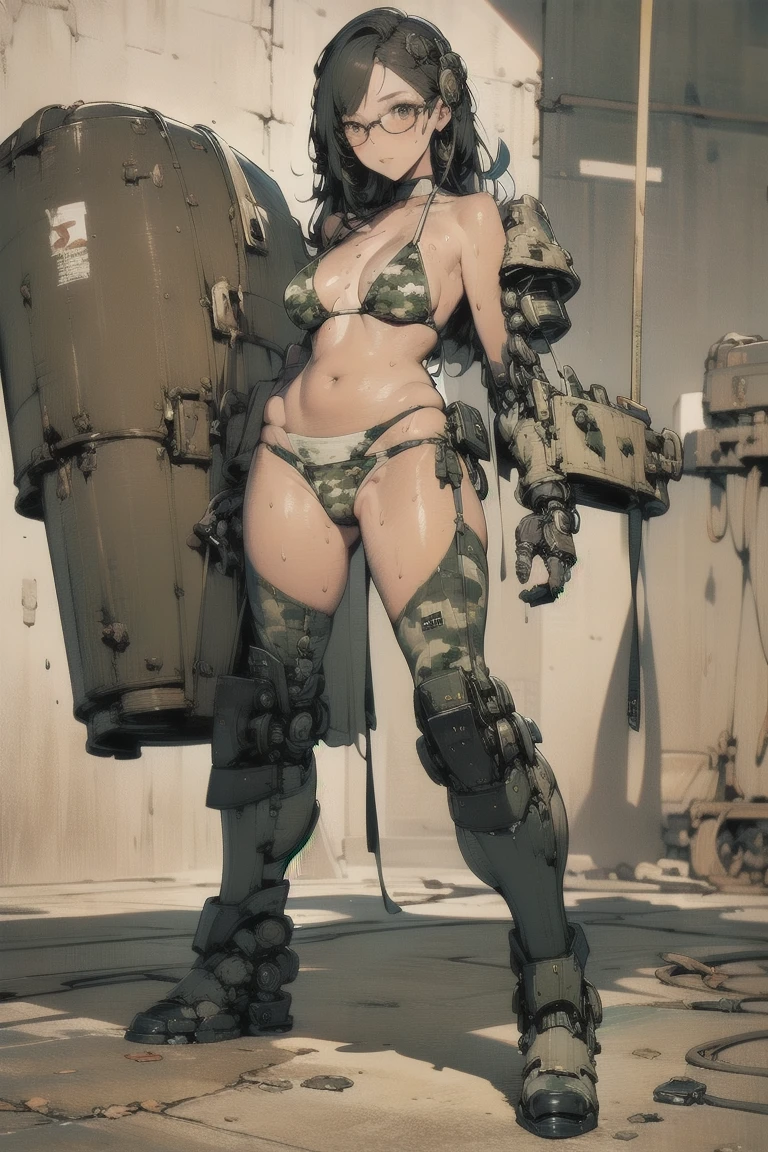 a close up of a woman in a bodysuit with a gun, eve, stellar blade, clothed in military armor, mechanized soldier girl, cammy, thicc, heavy detailed, artstation masterpiece, bikini + tattered military gear, extreme hight detail, closeup shot, super detailed render, heavy detail, close up shot, thick armor