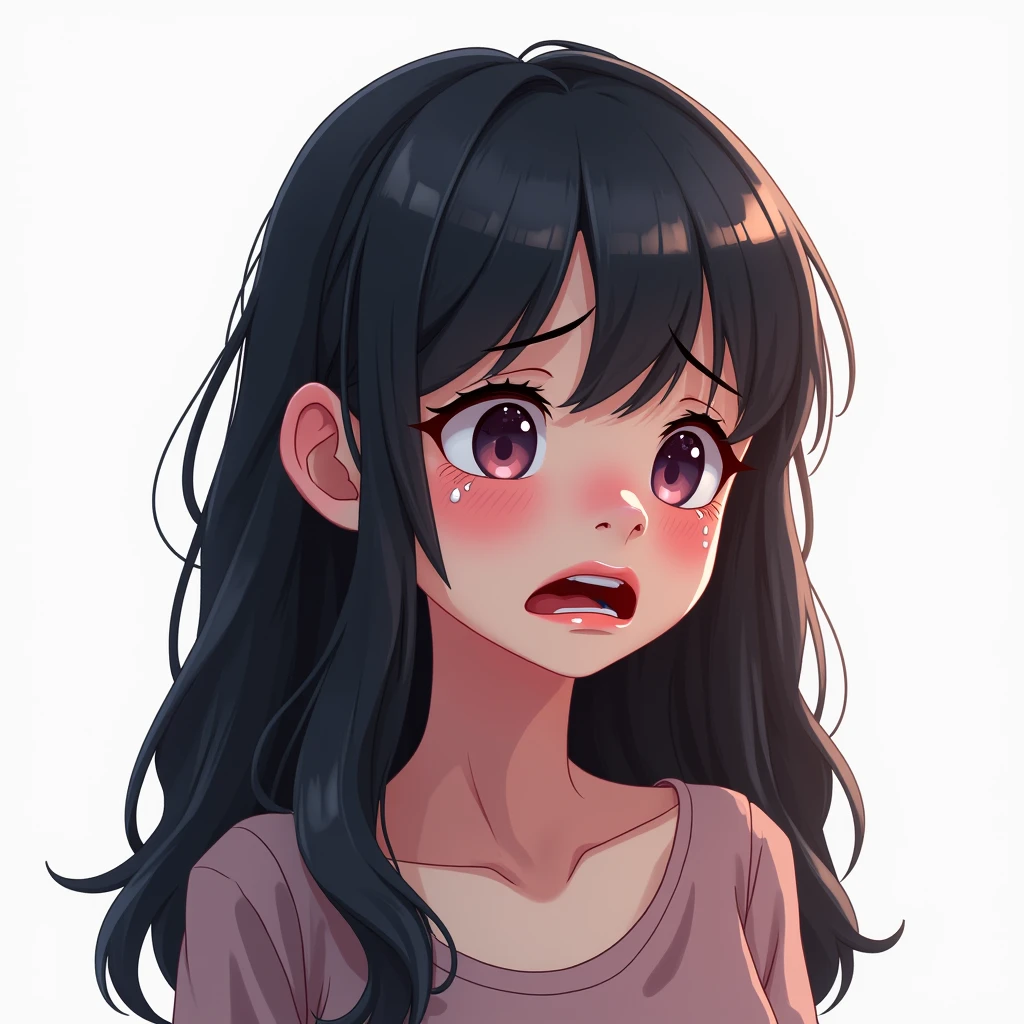 kawaii style, a 7 years old girl with very hungry face, drooling