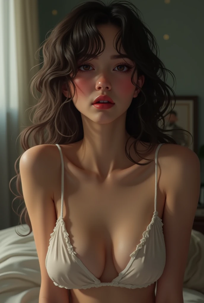 (very detailed and expressive eyes), ((small_breasts, delicate room, exposed breasts, exhibitionism))), revealing clothes --auto --s2